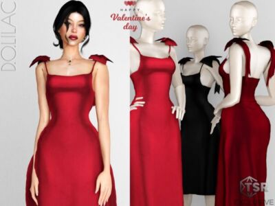 Valentine’s Day Ribbon Strap Dress Sims 4 CC