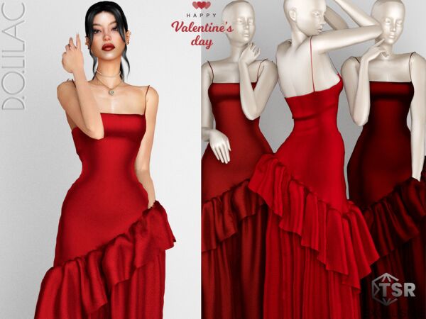 Valentine's Day Ruffled Midi Dress 1 Valentine’s Day Ruffled Midi Dress Sims 4 CC