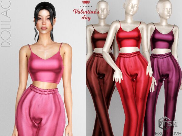 Valentine's Day Satin Pyjama Set 2 sims 4 cc valentines day satin pyjama set long bottom do0222 by d o lilac 2