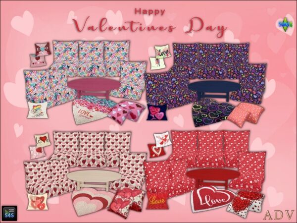 Romantic Valentine's Day Seating Sets 1 Romantic Valentine’s Day Seating Sets Sims 4 CC