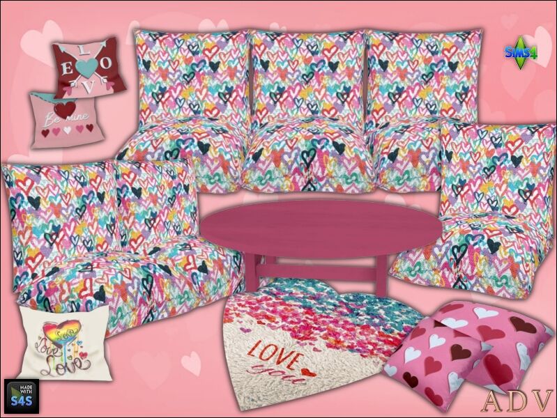 Romantic Valentine's Day Seating Sets 7 sims 4 cc valentines day seatings and accessories 3
