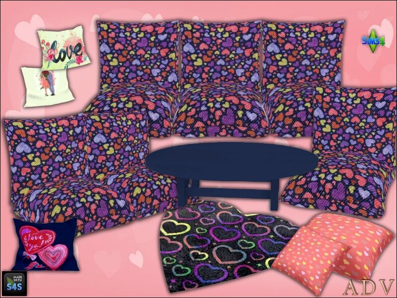 Romantic Valentine's Day Seating Sets 4 sims 4 cc valentines day seatings and accessories 5