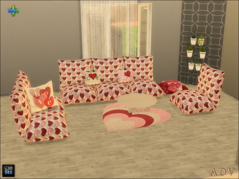 Romantic Valentine's Day Seating Sets 5 sims 4 cc valentines day seatings and accessories 6