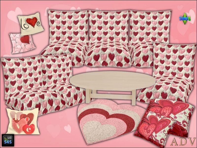 Romantic Valentine's Day Seating Sets 6 sims 4 cc valentines day seatings and accessories 7