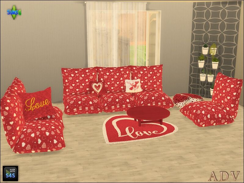 Romantic Valentine's Day Seating Sets 2 sims 4 cc valentines day seatings and accessories 8