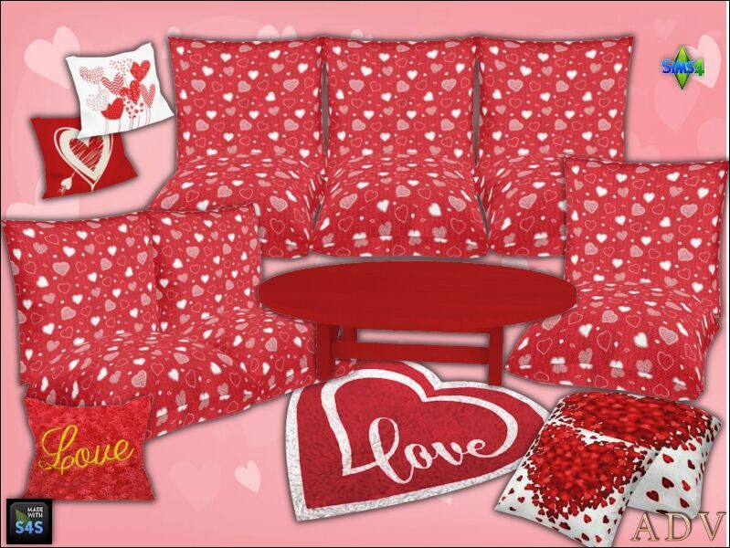 Romantic Valentine's Day Seating Sets 3 sims 4 cc valentines day seatings and accessories 9