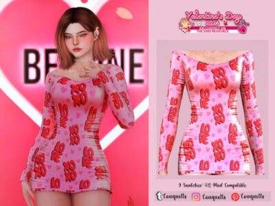 Valentines Day Xoxo Dress by Couquett Sims 4 CC