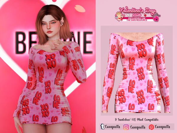 Valentines Day Xoxo Dress by Couquett 1 Valentines Day Xoxo Dress by Couquett Sims 4 CC