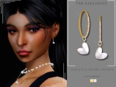 Violetta Heart Hoops: Stylish Earrings for Your Sims Sims 4 CC