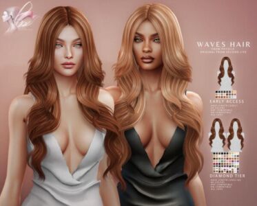 Stunning Waves Hair by BoatAom Sims 4 CC
