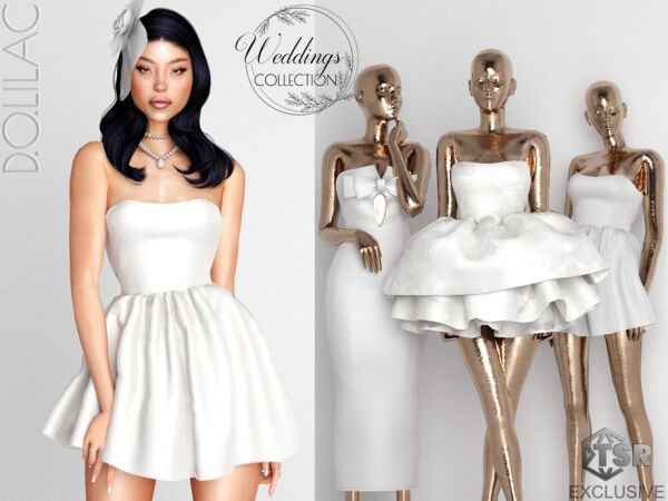 Mini Bride Dress from Weddings Collection Sims 4 CC