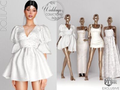 Stunning Puff Sleeve Mini Wedding Dress Sims 4 CC