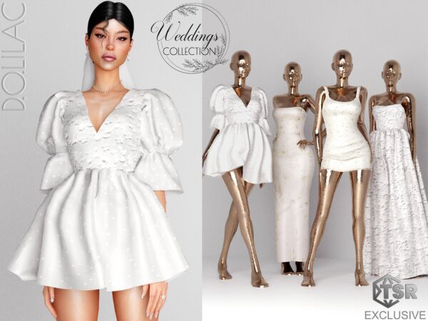 Stunning Puff Sleeve Mini Wedding Dress Sims 4 CC