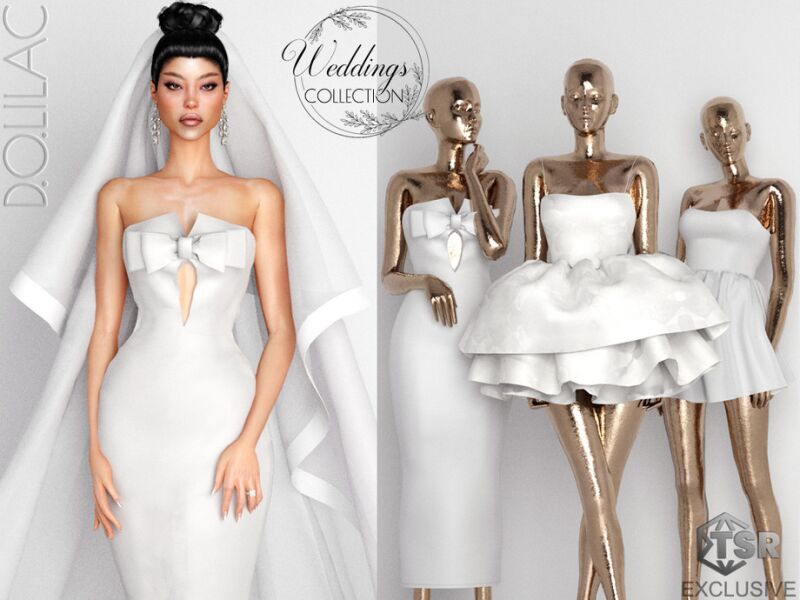 sims 4 cc weddings collection ribbon strapless bride dress do0253 by d o lilac 2