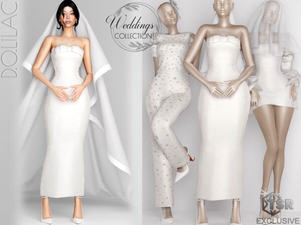 Stunning Ribbon Strapless Wedding Dress by D.O.Lilac Sims 4 CC