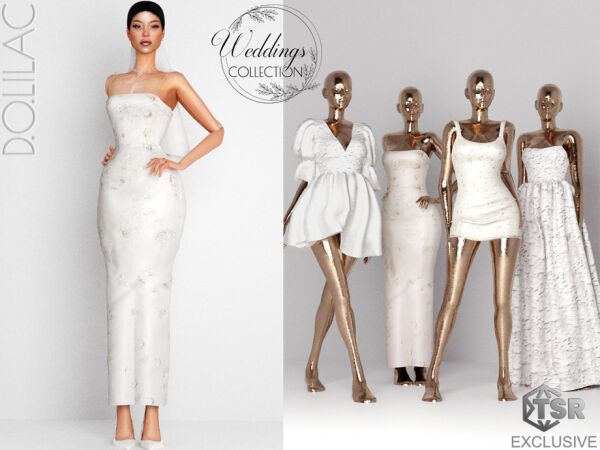 Stunning Strapless Wedding Gown by D.O.Lilac 1 Stunning Strapless Wedding Gown by D.O.Lilac Sims 4 CC