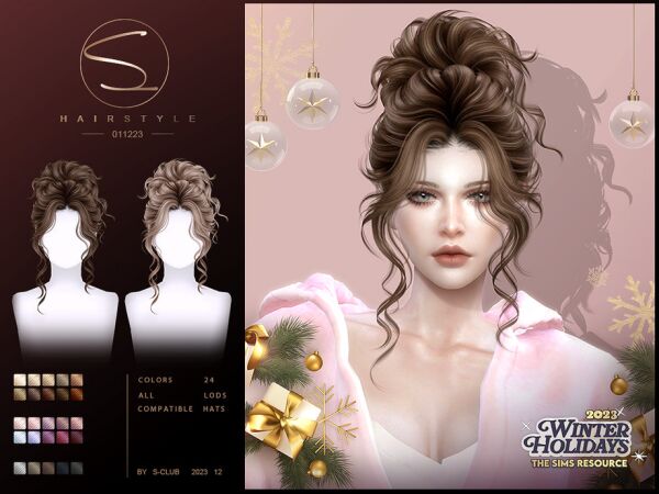 Winter Holidays 2023 Hair by S-Club Sims 4 CC