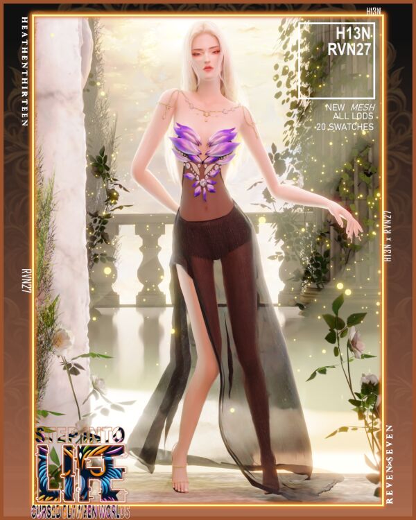 Elegant Crystal and Lace Corset Dress 1 Elegant Crystal and Lace Corset Dress Sims 4 CC
