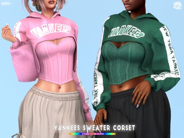 Stylish Yankees Sweater Corset Sims 4 CC