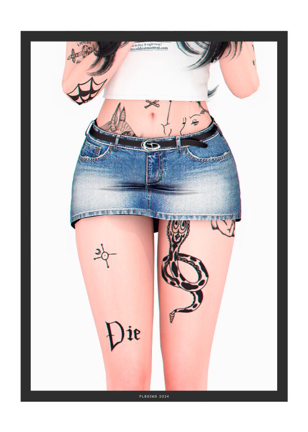 Yoyo Denim Mini Skirt Sims 4 CC