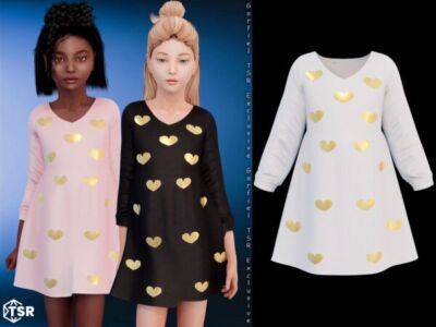 Zorina – Dress With Metallic Heart Accents Sims 4 CC