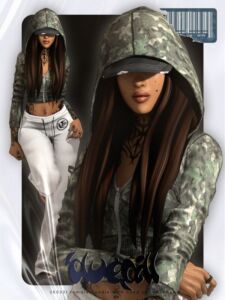Stylish Female Hoodie with Hood Up Sims 4 CC