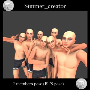 7 Members Pose (BTS Pose) By Meow_Creator Sims 4 CC
