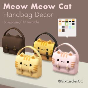 Cute Meow Meow Cat Handbag Decor Sims 4 CC
