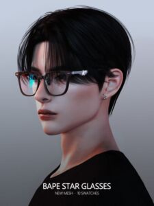 Stylish Bape Star Glasses for Men Sims 4 CC