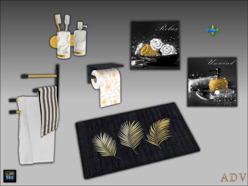Stylish Bathroom Accessories Set 3 sims 4 cc bathroom accessories 5