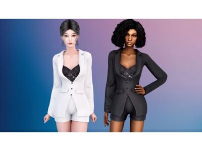 Chic Blazer Set with Lace Top Sims 4 CC
