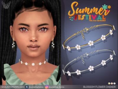 Blossom Flower Choker For Kids Sims 4 CC