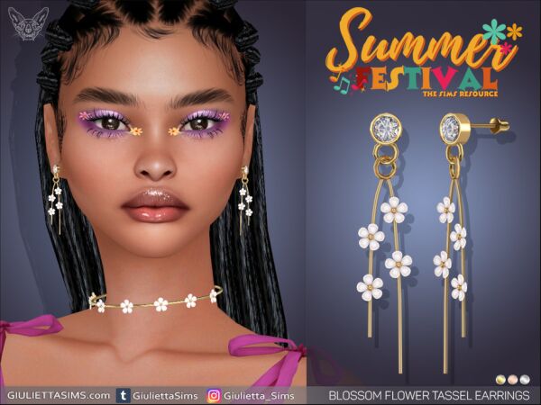 Blossom Flower Tassel Earrings 1 Blossom Flower Tassel Earrings Sims 4 CC