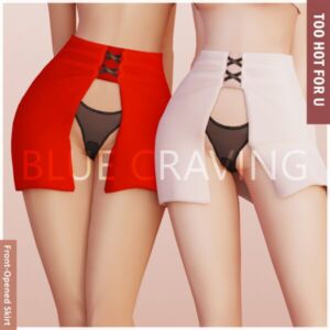 Blue Craving – Front-Opened Skirt Sims 4 CC