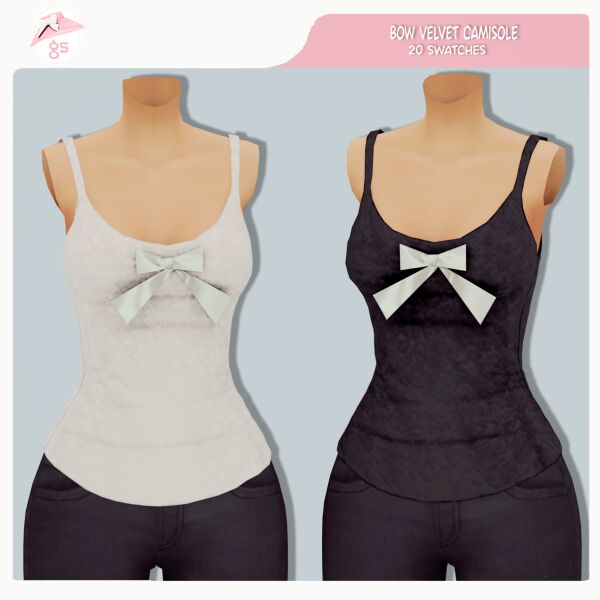 BOW Velvet Camisole By Guemara 1 BOW Velvet Camisole By Guemara Sims 4 CC
