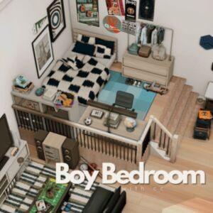 Charming Boy Bedroom with Custom Content Sims 4 CC