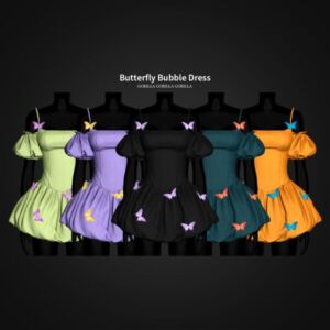 Butterfly Bubble Dress by Gorillax3 Sims 4 CC