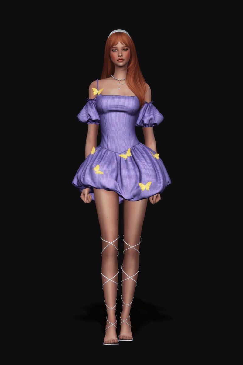 sims 4 cc butterfly bubble dress by gorillax3 2