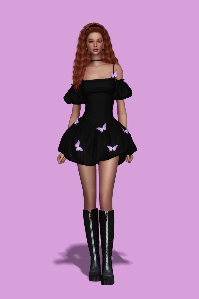 sims 4 cc butterfly bubble dress by gorillax3 3