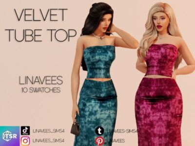Stylish Camilla Velvet Tube Top Sims 4 CC