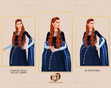 Catelyn Tully Velvet Gown Sims 4 CC