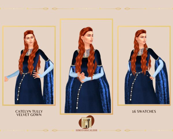 Catelyn Tully Velvet Gown 1 Catelyn Tully Velvet Gown Sims 4 CC