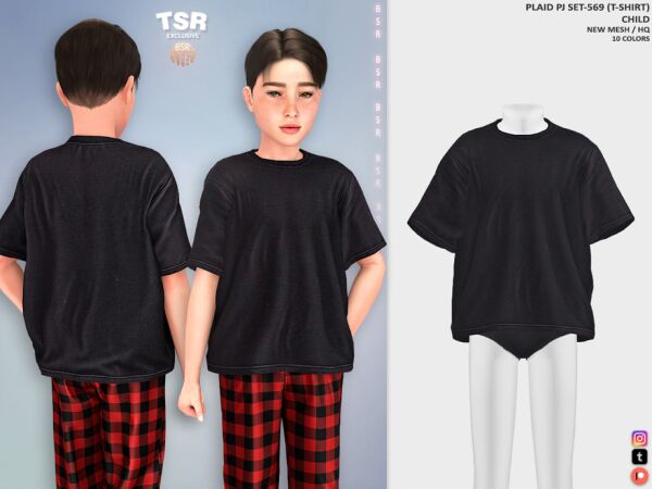 Plaid PJ Set for Kids 1 Plaid PJ Set for Kids Sims 4 CC