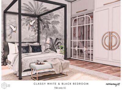 Classy White And Black Bedroom Sims 4 CC