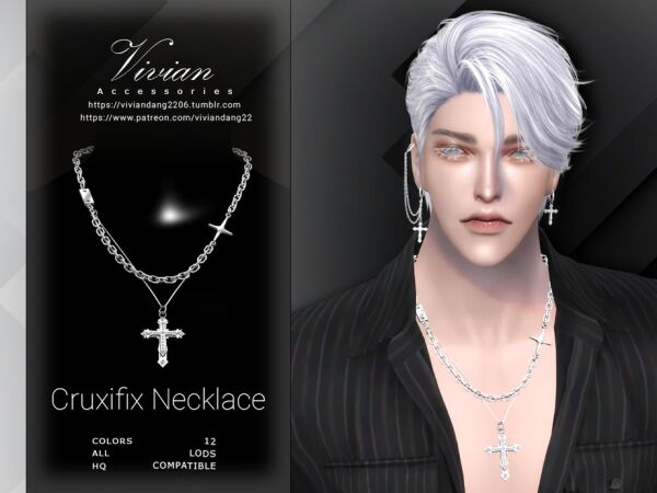 Cruxifix Necklace by Viviandang 1 Cruxifix Necklace by Viviandang Sims 4 CC