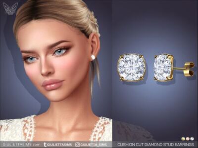 Cushion Cut Diamond Stud Earrings Sims 4 CC