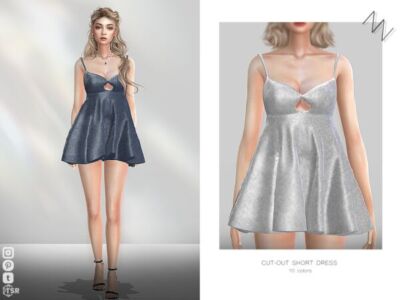 Stylish Cut-Out Short Dress Sims 4 CC