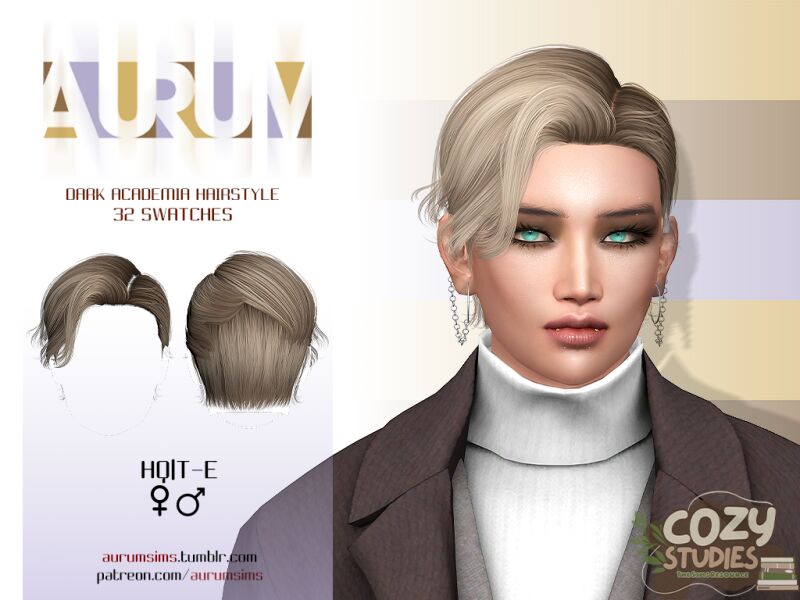 Elegant Dark Academia Hairstyle 2 sims 4 cc dark academia hairstyle 2