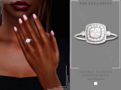 Stunning Double Cluster Cushion Ring Sims 4 CC