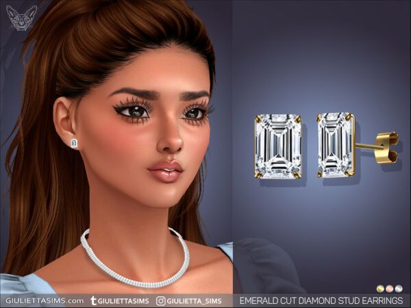 Emerald Cut Diamond Stud Earrings 1 Emerald Cut Diamond Stud Earrings Sims 4 CC